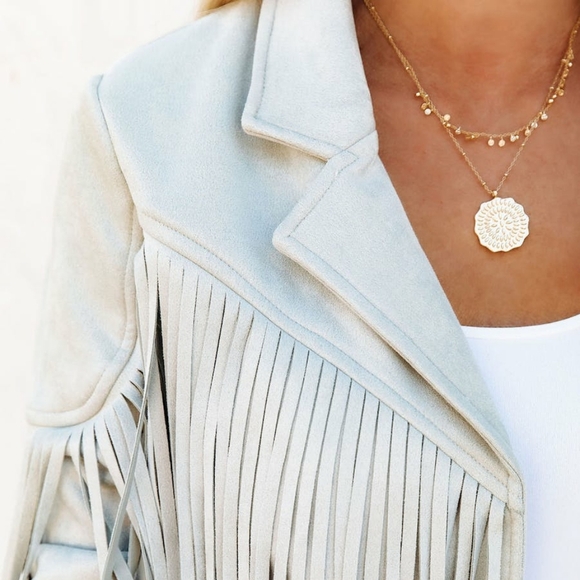 Vici Walford Fringe Faux Suede Crop Jacket - Picture 3 of 8